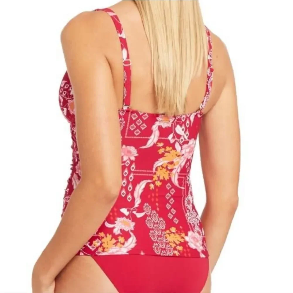 Sea Level Jardin Cross Front Style multi Cup fit Singlet Top - Red Size 6